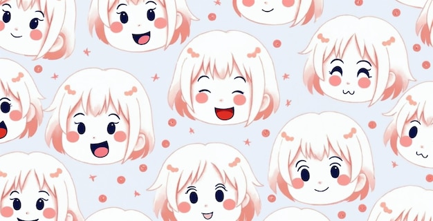 Repetidas caras de chicas bonitas de anime