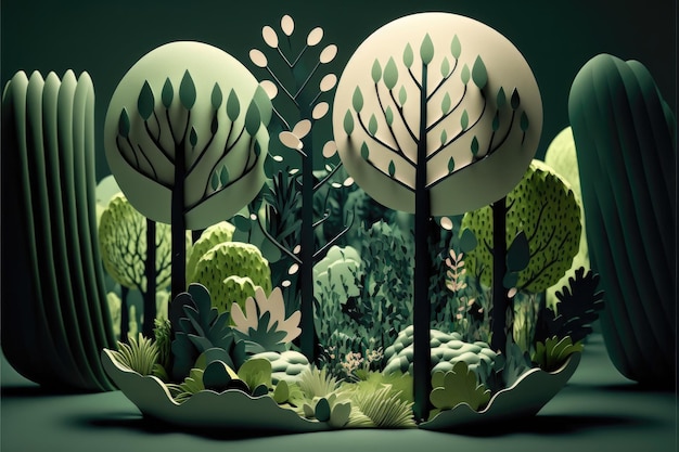 Réplica de arte de papel forestal