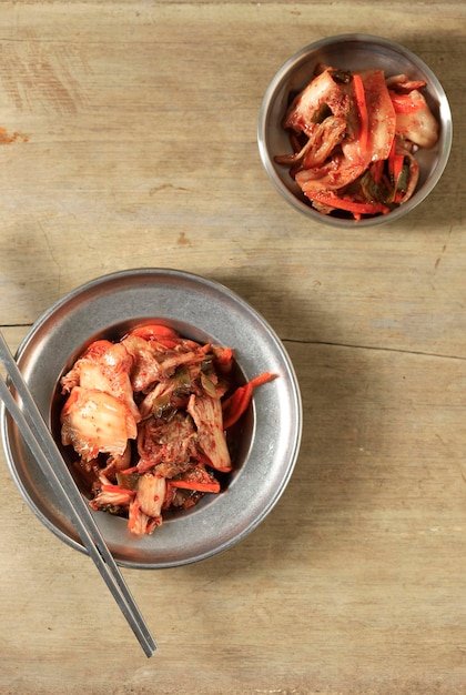 Repollo napa fermentado con kimchi con pasta de chile Gochujang