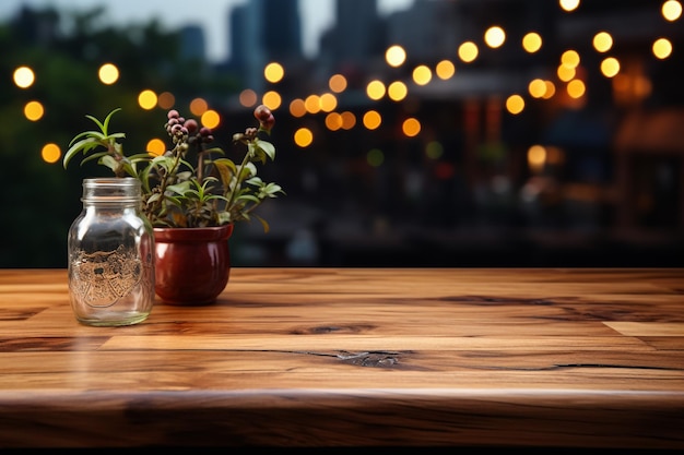 Foto representação 3d de mesa de madeira em luz isolada e fundo desfocado