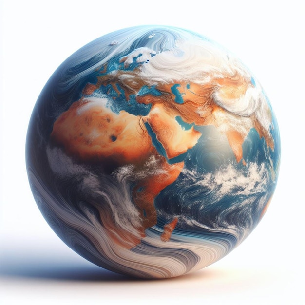 Representação 3D de um planeta colorido em estilo de desenho animado