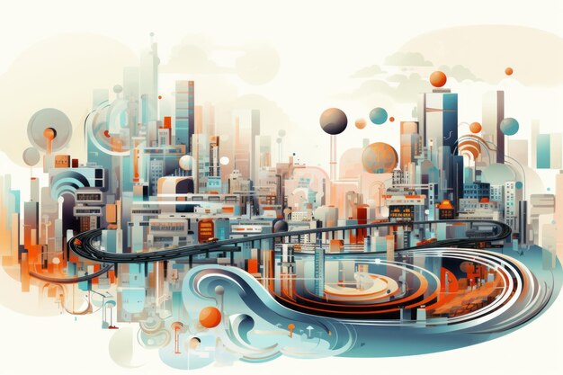Representação abstrata de uma cidade futurista Uma bela ilustração Gerativa de IA