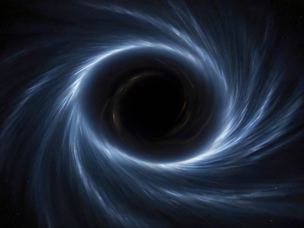 representação da luz sendo dobrada e deformada à medida que se aproxima do horizonte de eventos de um buraco negro ilustração