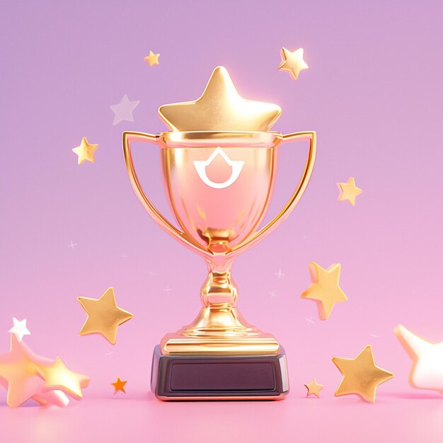 Representação de sucesso Copa do troféu do campeão e 5 estrelas em pastel Para Social Media Post Size