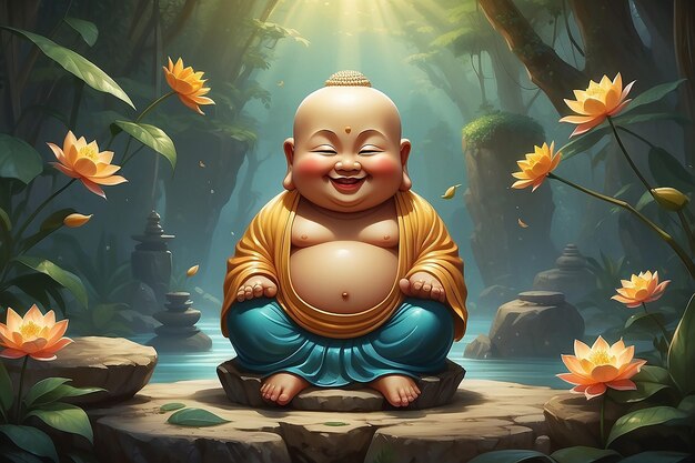 Foto representação de um pequeno buda feliz