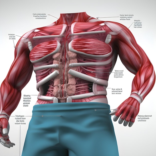 Representação detalhada e rotulada da anatomia abdominal ou abdominal humana