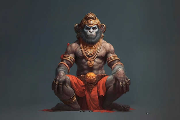 Representação do deus macaco hindu Hanuman Ai gerado