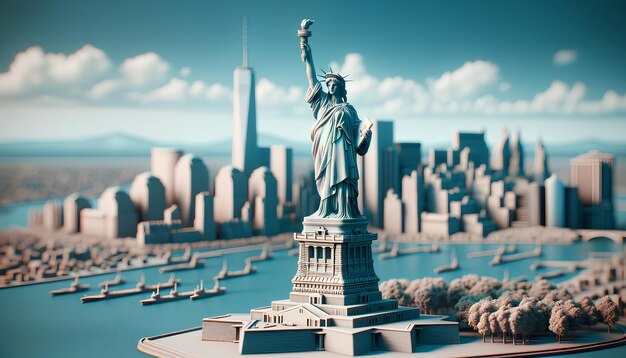 Foto representação em miniatura 3d da estátua da liberdade