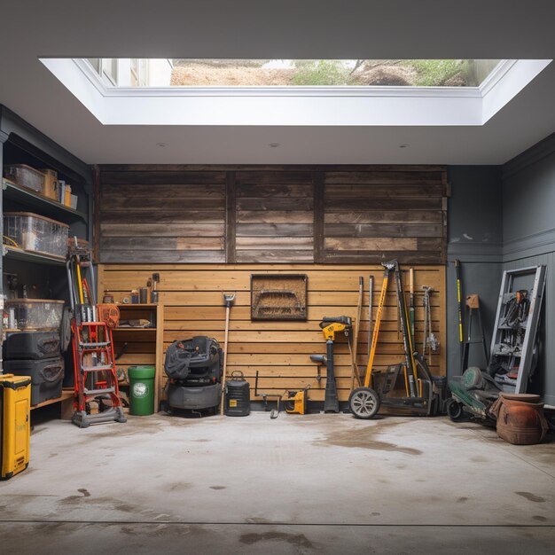 Foto representação estilizada de garagem antes e depois da renovação