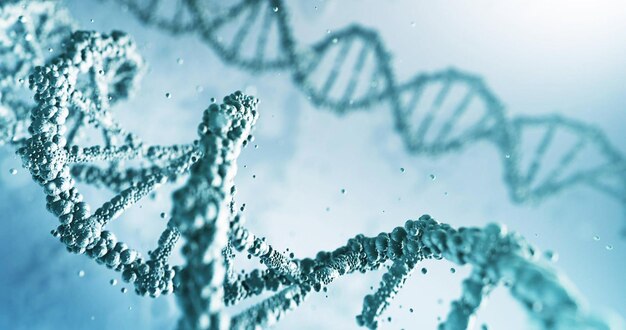 Representação lindamente renderizada do DNA humano perfeitamente utilizável para uma ampla gama de tópicos relacionados