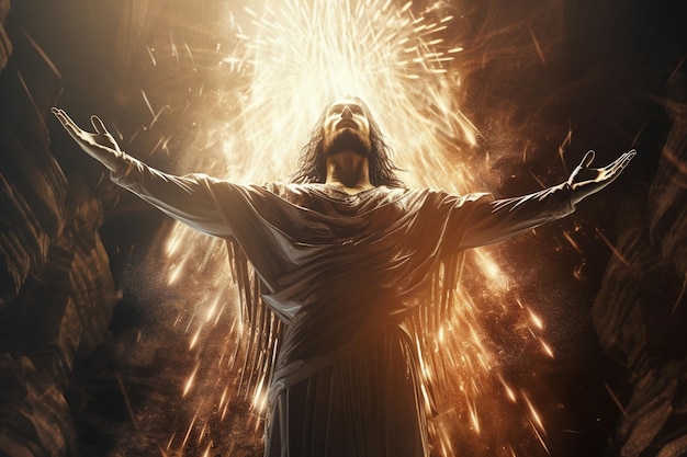 Representação poderosa do Jesus ressuscitado com o generativo ai