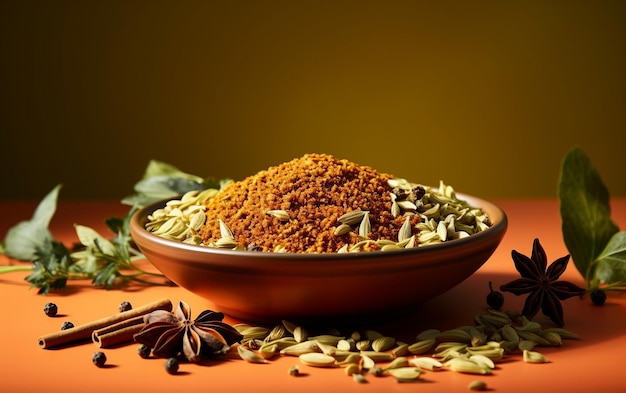 Representação vibrante e minimalista do tempero garam masala Generative Ai