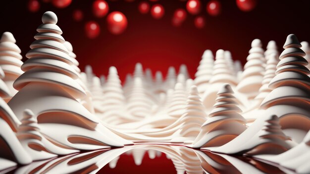 Representación 3D abstracta de un árbol de Navidad que muestra elementos de diseño futurista
