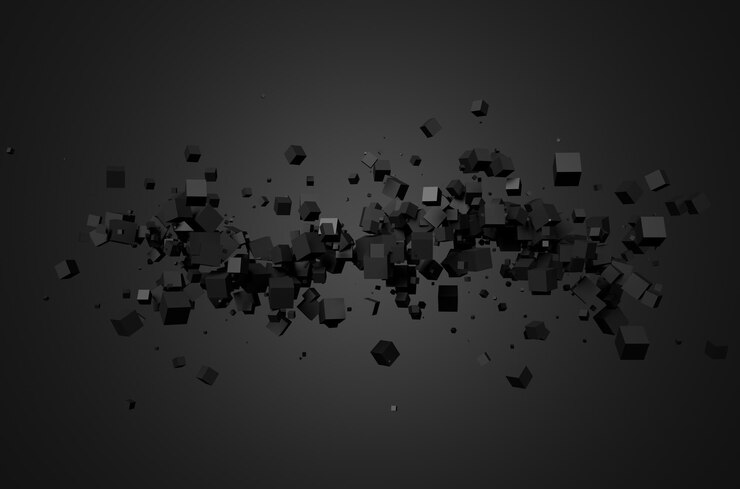 Foto representación 3d abstracta de cubos caóticos