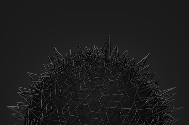 Representación 3d abstracta de esfera negra con estructura caótica