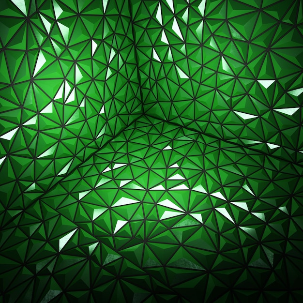 Representación 3d abstracta de fondo de superficie verde oscuro con forma poligonal futurista