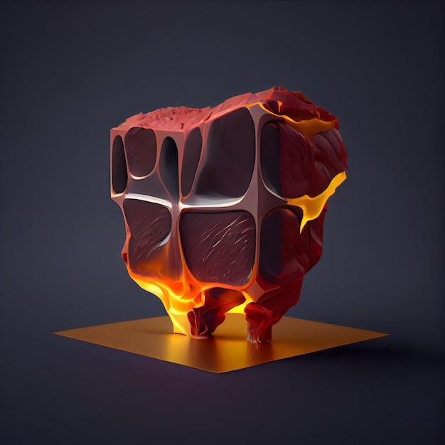 Representación 3d abstracta de la forma de un cuerpo humano en llamas