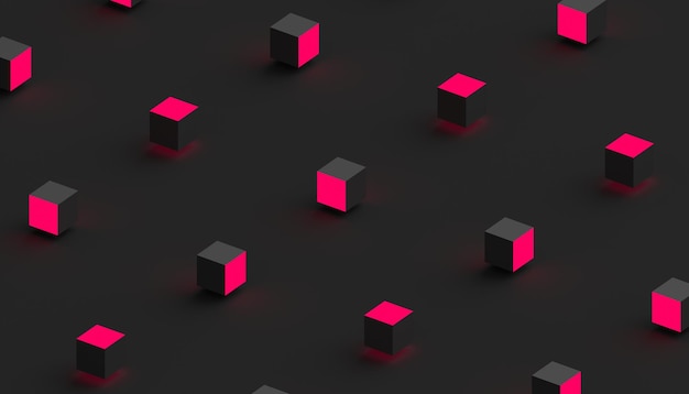 Representación 3d abstracta de formas geométricas. Fondo minimalista generado por computadora con cubos. Diseño moderno para afiches, portadas, marcas, pancartas, carteles