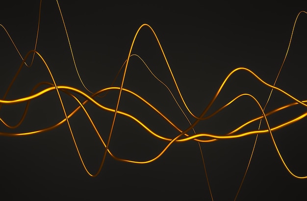 Representación 3D abstracta de líneas onduladas brillantes