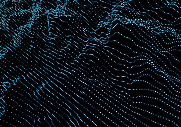 Foto representación 3d abstracta de ondas con partículas