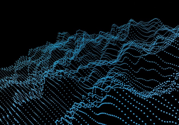 Representación 3D abstracta de ondas con partículas