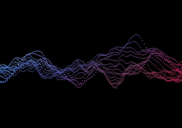 Representación 3D abstracta de ondas con partículas