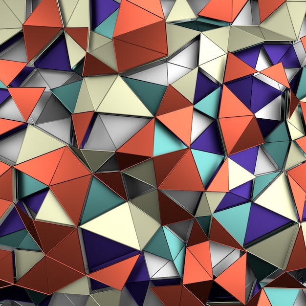 Representación 3d abstracta de la superficie coloreada. Fondo con pared futurista de baja poli.