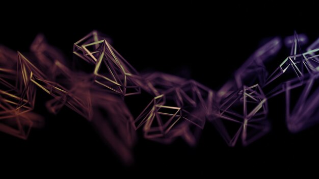 Representación 3d abstracta de la superficie del plexo caótico Fondo contemporáneo con forma poligonal futurista Objeto polivinílico bajo distorsionado con líneas nítidas