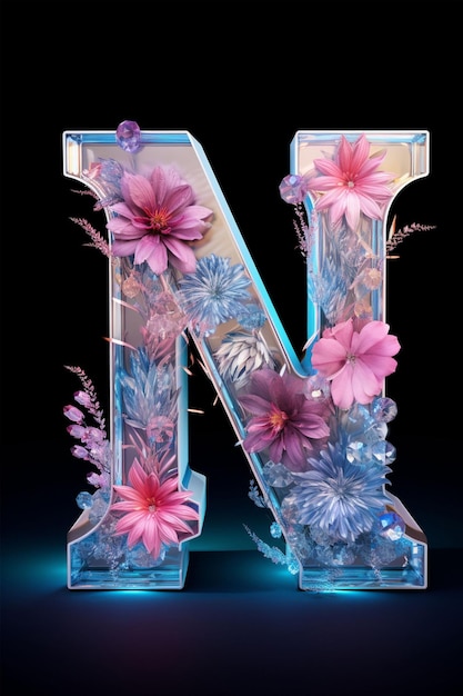 Representación 3D del alfabeto floral