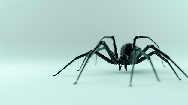 Una representación en 3D de una araña viuda negra La araña está enfocada y aguda con un fondo borroso