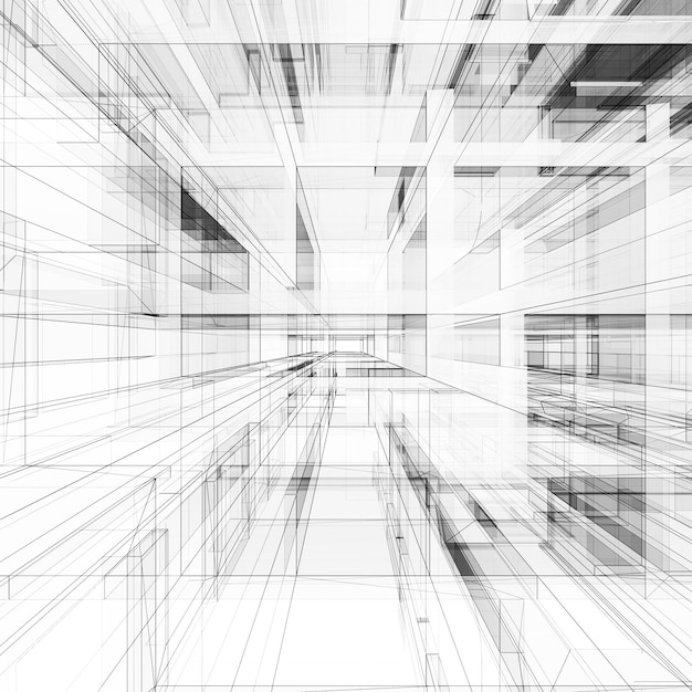 Representación 3d de arquitectura abstracta