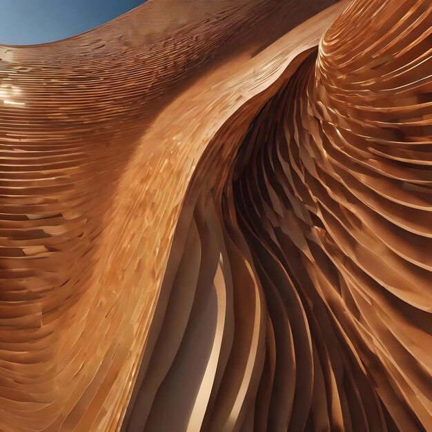 Representación 3d de arquitectura curvilínea abstracta estriada
