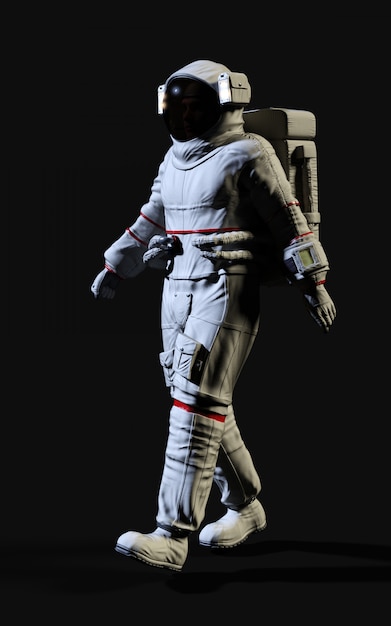 Representación 3D astronauta sobre fondo negro