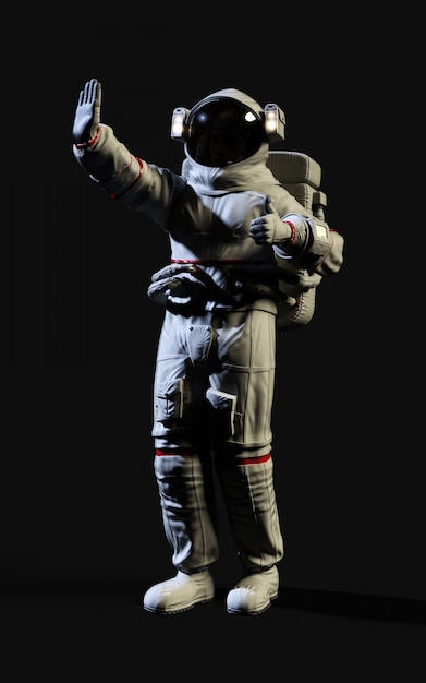 Representación 3D astronauta sobre fondo negro