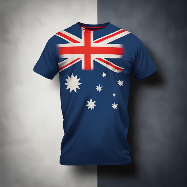 Representación 3D de una bandera de Australia sobre un fondo oscuroRepresentación 3D de la bandera de Australia con la f