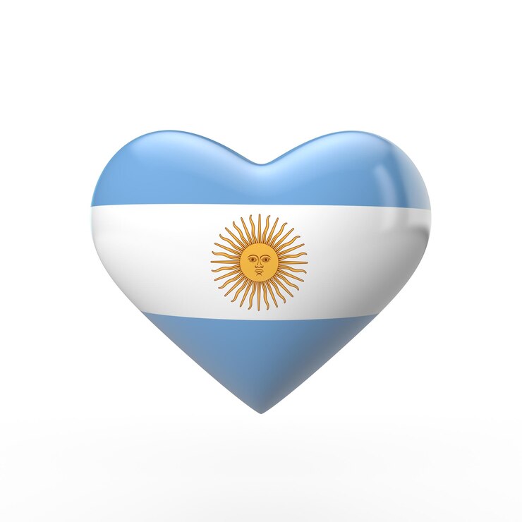Representación 3D de la bandera del corazón de Argentina