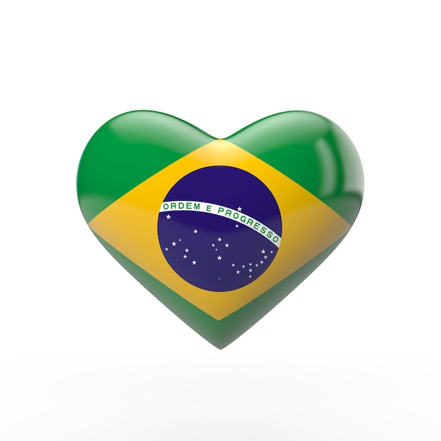 Foto representación 3d de la bandera del corazón de brasil