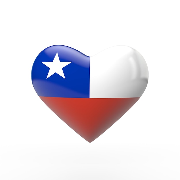 Representación 3D de la bandera del corazón de Chile