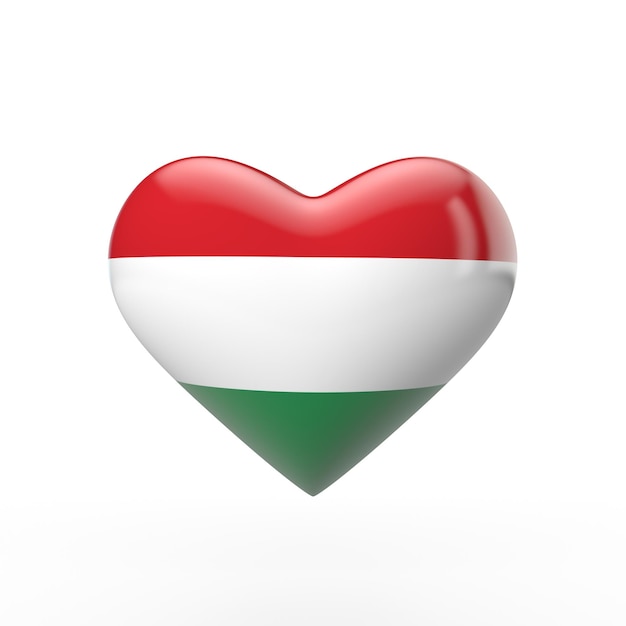 Representación 3D de la bandera del corazón de Hungría