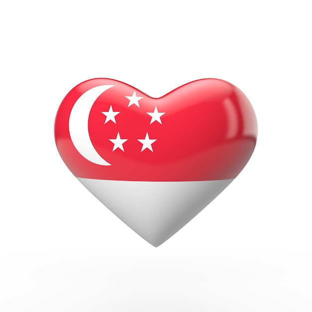 Representación 3D de la bandera del corazón de Singapur