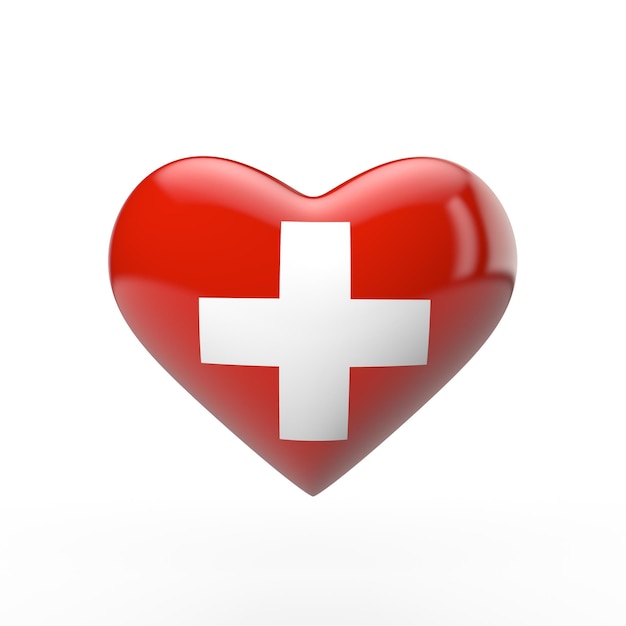 Representación 3D de la bandera del corazón de Suiza