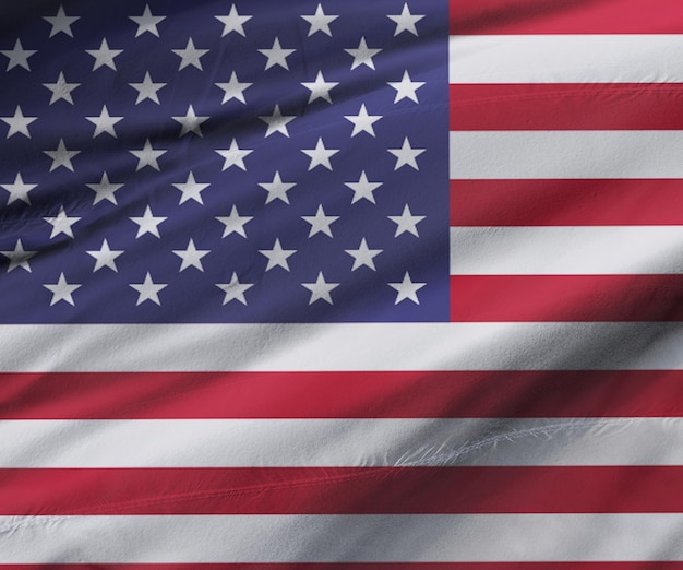 Representación 3d de la bandera de los Estados Unidos de América que representa el símbolo de la victoria, la conquista