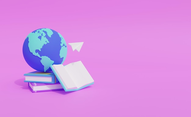 Representación 3d del banner del día mundial del libro con espacio vacío