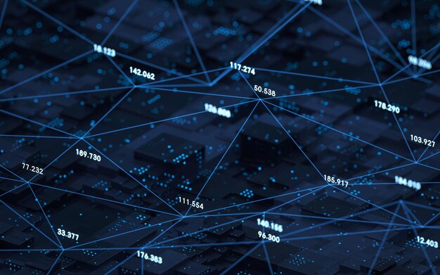 Foto representación 3d de big data y centro de datos