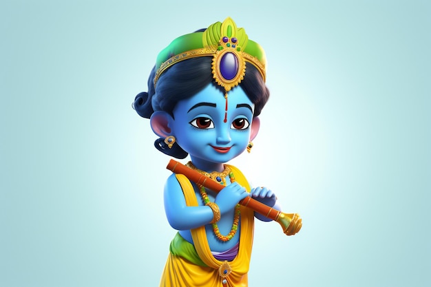 Representación 3D de Blender del juego Bansuri de Little Krishna
