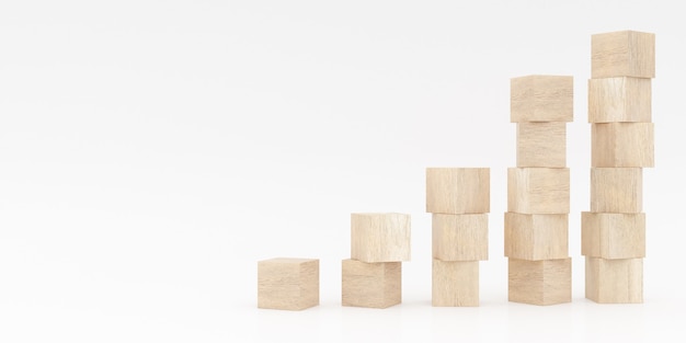 Representación 3D de bloques de juguete de madera.