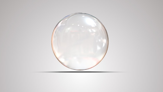 Representación 3D de una bola de cristal transparente