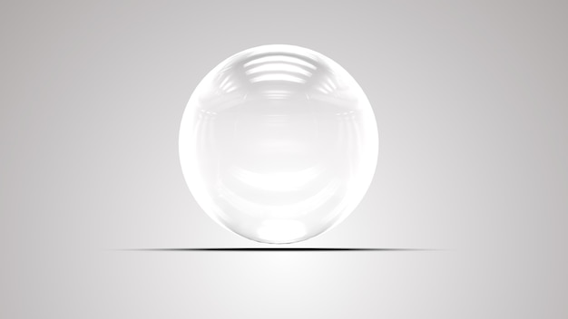 Representación 3D de una bola de cristal transparente