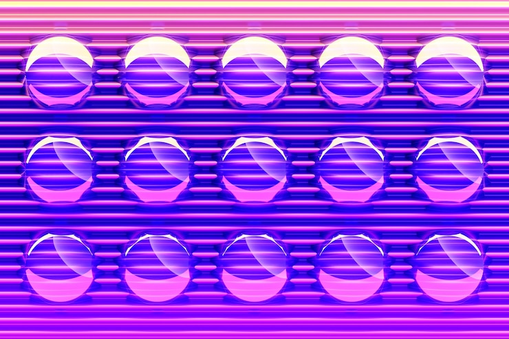 Foto representación 3d bolas inflables transparentes figura geométrica de primer plano de una bola sobre fondo púrpura