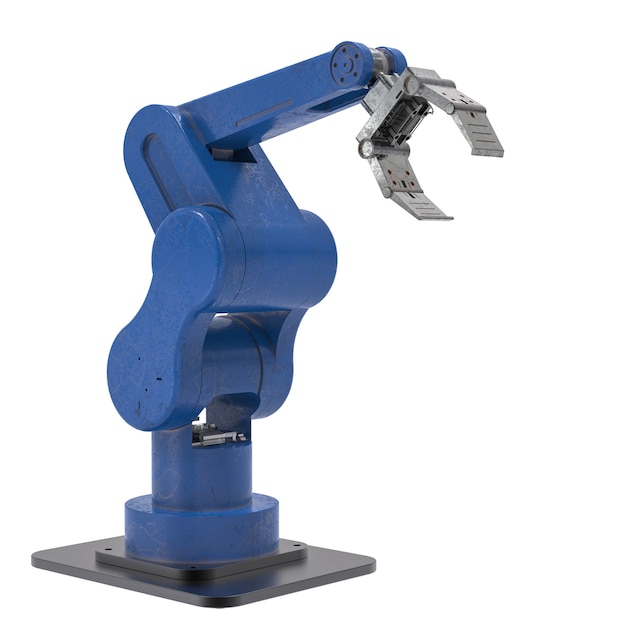 Representación 3D brazo robótico azul